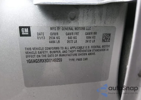 2013 Cadillac Ats Standard из США, поврежденный, VIN 1G6AG5RX8D0149259